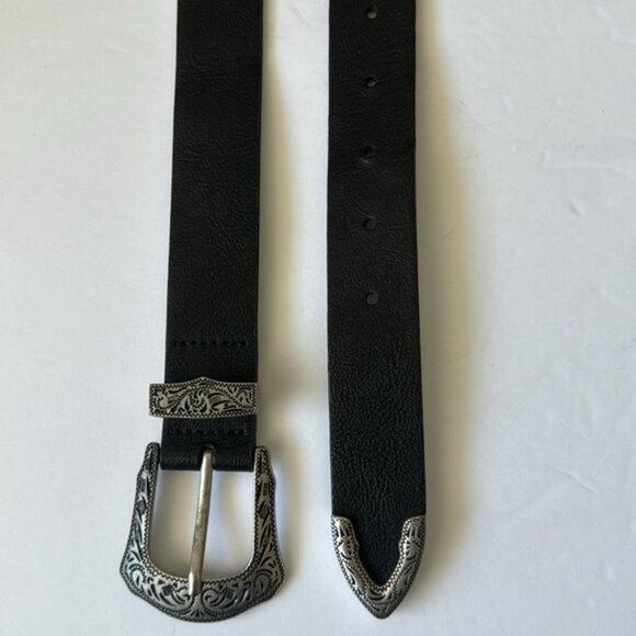 Topshop western buckle belt in sliver and black M-L - Picture 4 of 12
